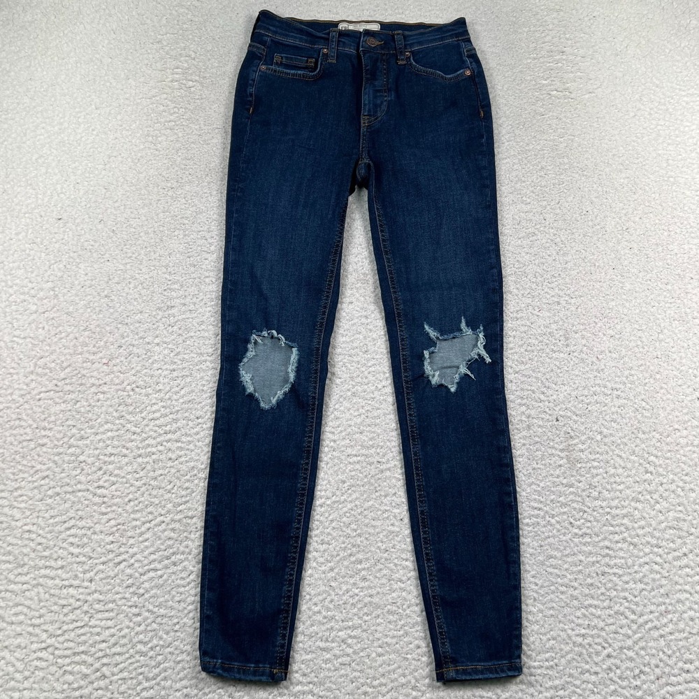Free‎ People Jeans Womens 25 Busted Knee Skinny Fit Low Rise Stretch Denim Blue